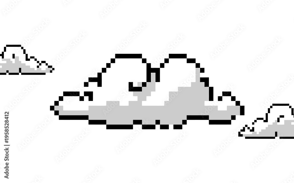 Fototapeta premium pixelated grey clouds floating in sky