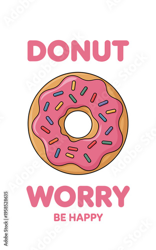 Donut with pink frosting and colorful sprinkles on white