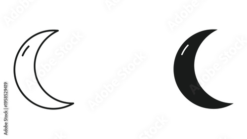 Crescent Moon Icon Vector Symbol Night Sky Element