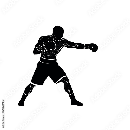 Boxing Fighter Athlete Silhouette Illustration