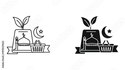 Mosque Shopping Growth Commerce Icon