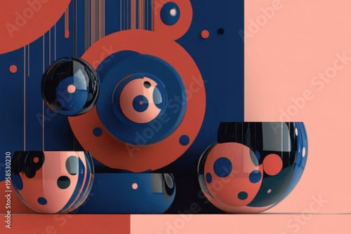 Surreal minimalistic abstract design with geometric shapes for modern decor
