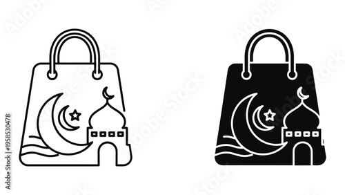 Islamic Shopping Bag Eid Moon Mosque Commerce