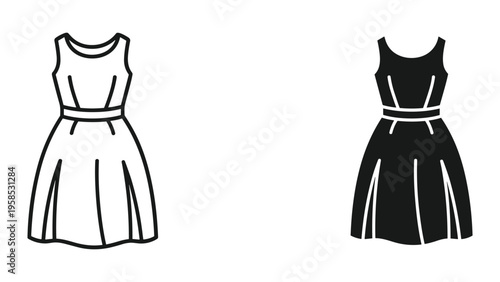Woman Dress Silhouette Fashion Garment Vector Apparel Outline