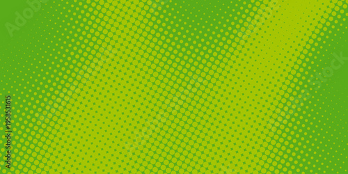Fun green pop art comics book background with dotted halftone design. Retro superhero backdrop