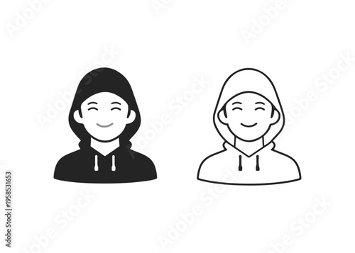 man in the hood flat icon set
Vector flat icon set isolated on a white background