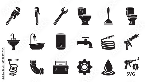 Comprehensive collection of plumbing and maintenance tools and fixtures