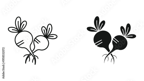 Beetroot Root Vegetable Duo Icon Graphic Food