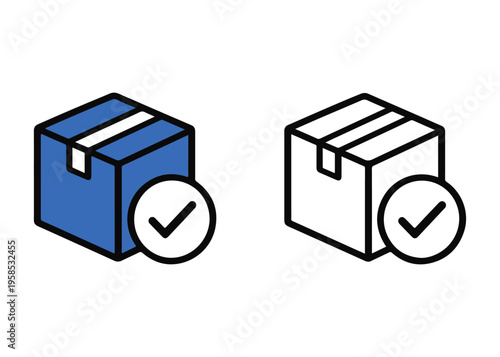 box with a check mark flat icon set
Vector flat icon set isolated on a white background