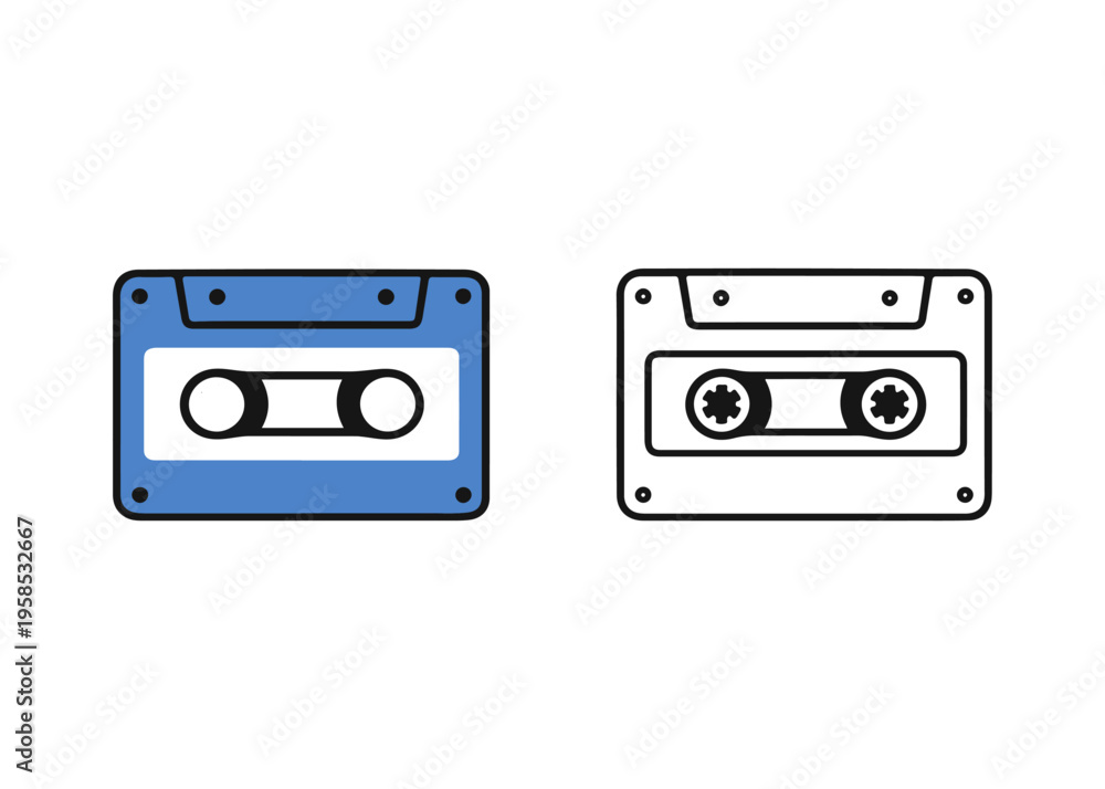 Naklejka premium cassette flat icon set Vector flat icon set isolated on a white background