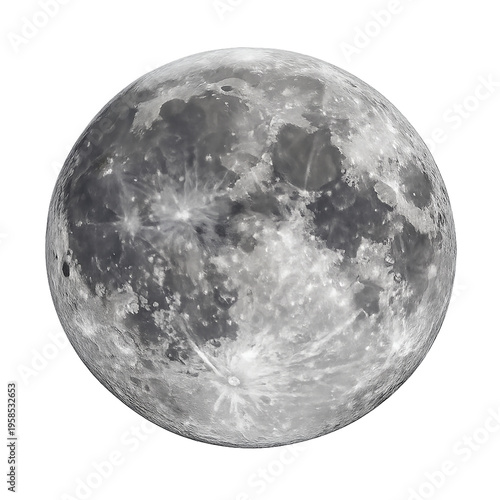 High Resolution Full Moon Isolated on Transparent Background