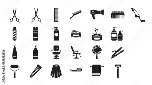 Comprehensive collection of barber and beauty salon tools and accessories