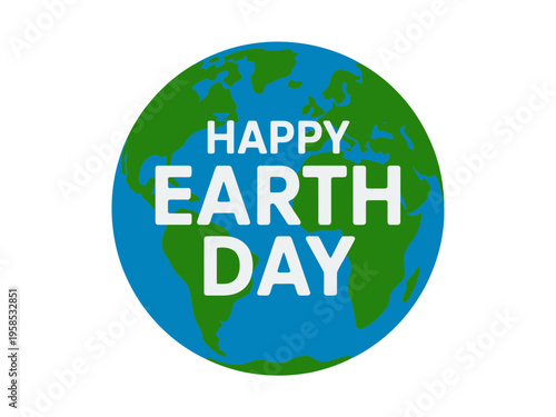 A colorful vector graphic illustration of the Earth with Happy Earth Day text