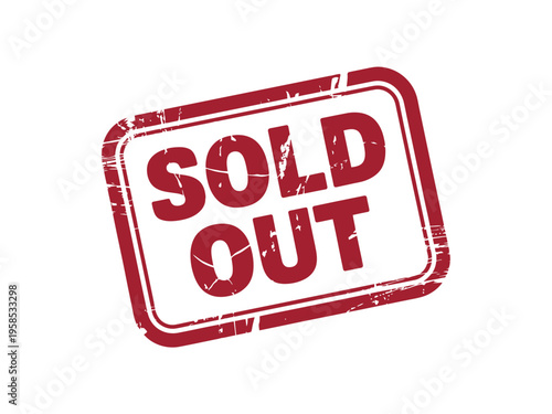 A distressed red sold out stamp on a white background, indicating that an item is no longer available for purchase.