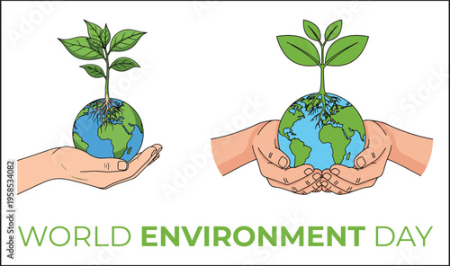 Hands cradling the earth symbolize global environmental care on world environment day