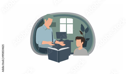 First day employee orientation onboarding paper cut vector illustration