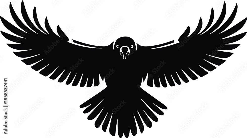 Fototapeta premium Raven Silhouette Icon Collection Set