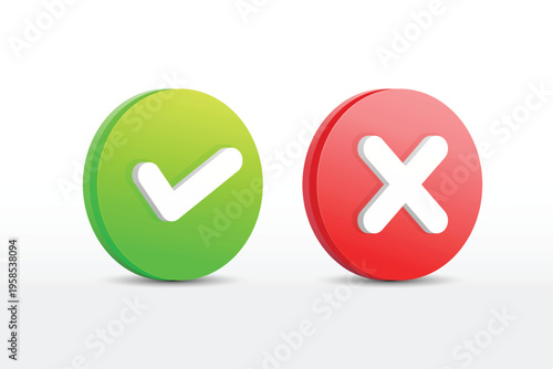 Green checkmark and red cross icons on white background