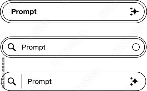 Minimalistic Search Bar and Prompt Illustration with Search Icon and Star Elements, UI Interface Design.