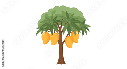 Mango Tree with Ripe Yellow Fruit
