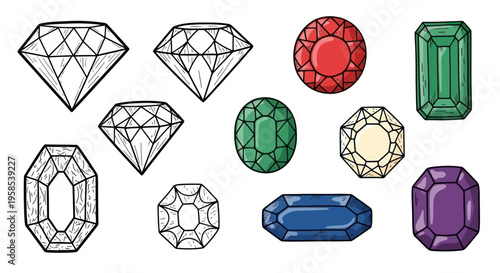 Assorted Gemstones Collection: Diamonds, Ruby, Emerald, Sapphire, Amethyst, Cut Gems