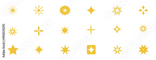Star vector isolated icon. Shine star icons. Effect shine, glitter, twinkling and clean. Star sparkle icon. Vector illustration.