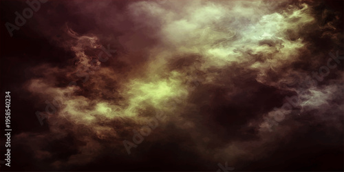 Dramatic dark storm clouds move across a moody night sky over a blue overcast nature landscape during a heavy weather lapse