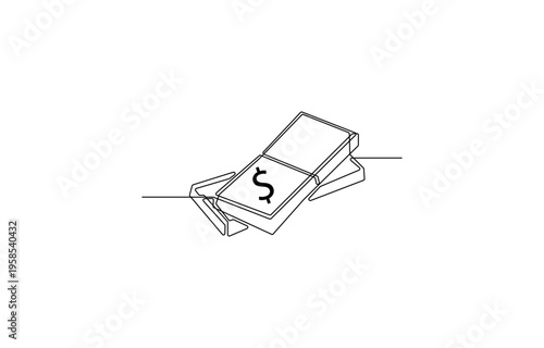 Minimalist line drawing depicts an open matchbox with a dollar sign inside