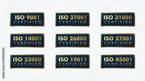 Iso certification logos and standards displayed