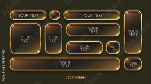 Golden frames and glowing dark buttons. A luxury UI kit for web design.