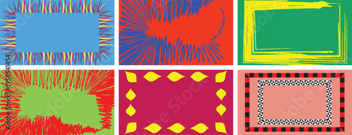 Beautiful abstract background sets with vivid colours and shapes. Simple clean minimal artistic horizontal banner collection. Paint brush strokes 