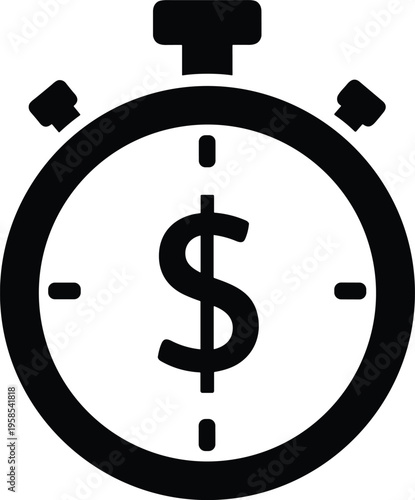 Timer with Dollar Sign Symbolizing Time is Money Concept.