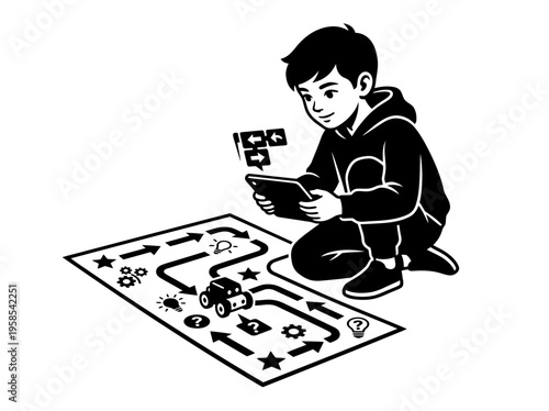 Child controlling robot with mobile coding interface