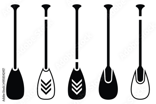 Boat Paddle Vector  Rowing Oar  Water Sport Equipment Illustration.
