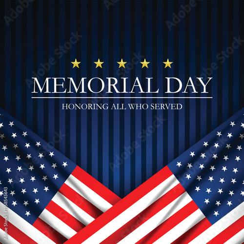 Memorial day tribute with patriotic american flags