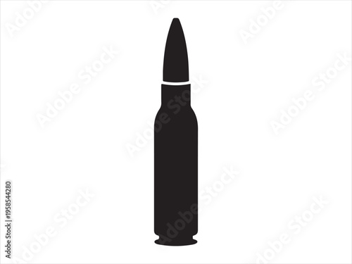 Black silhouette of bullet and casing, Bullet Cartridge Silhouette Ammunition Weapon Vector Illustration