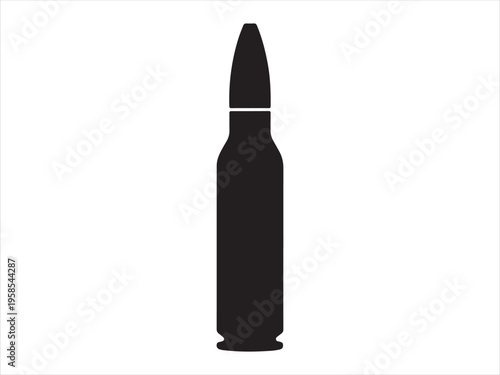Black silhouette of bullet and casing, Bullet Cartridge Silhouette Ammunition Weapon Vector Illustration