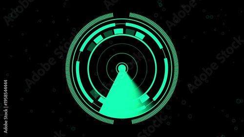 Animated Circular HUD with Sweeping Scan and Bubbles interface futuristic