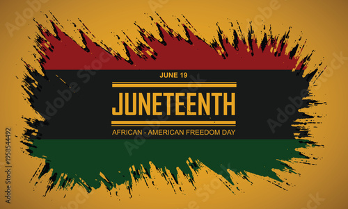 Juneteenth celebration emblem with red black and green colors