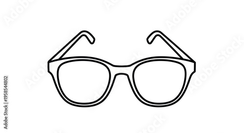 Simple Line Drawing of Eyeglasses on White Background