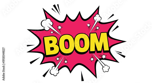 Boom! Comic Book Sound Effect Explosion, Pop Art Style