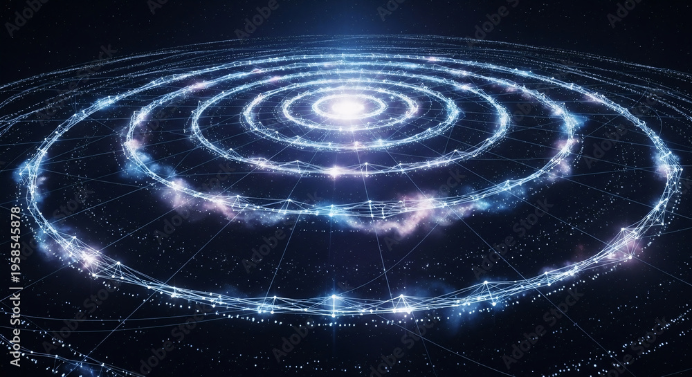 Fototapeta premium Abstract glowing galaxy with stars and cosmic dust on a dark background