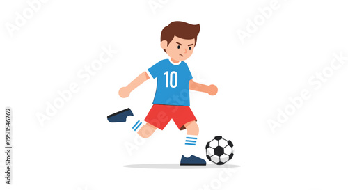 A young boy is actively playing soccer kicking a ball with determination and energy a striking silhouette high quality professional detailed