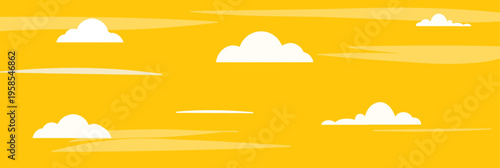 bright yellow sunny sky with soft white clouds minimal abstract background ideal for poster wall art banner flyer and social media design