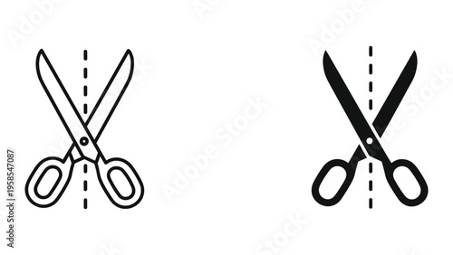 Scissors Cut Line Action Icon