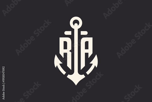 Nautical Anchor Logo with RA Letters Monogram