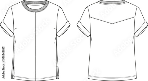 Technical Flat Vector Illustration of Women's Chunky Chelsea Boot, Ankle Boot Template for Fashion Design, Lug Sole Footwear Sketch, Mockup