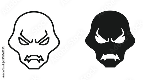 Monster Face Icon Silhouette Graphic Design Element