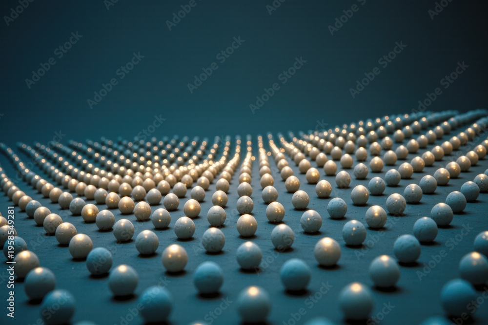 Fototapeta premium Hypnotic wave of illuminated spheres in symmetrical formation