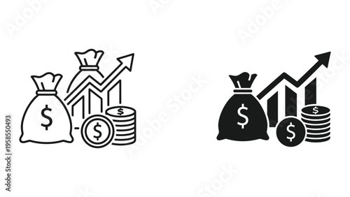 Money Bag Growth Chart Finance Icon Business Success